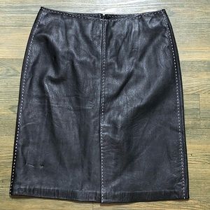INC Black Leather White Contrast Pencil Skirt 8
